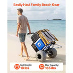 Carrello da spiaggia VEVOR con ruote grandi per la sabbia, piano di carico da 20 x 15, carrello pieghevole per sabbia con 12 ruote a palloncino, capacità di carico di 165 lb, argento+nero