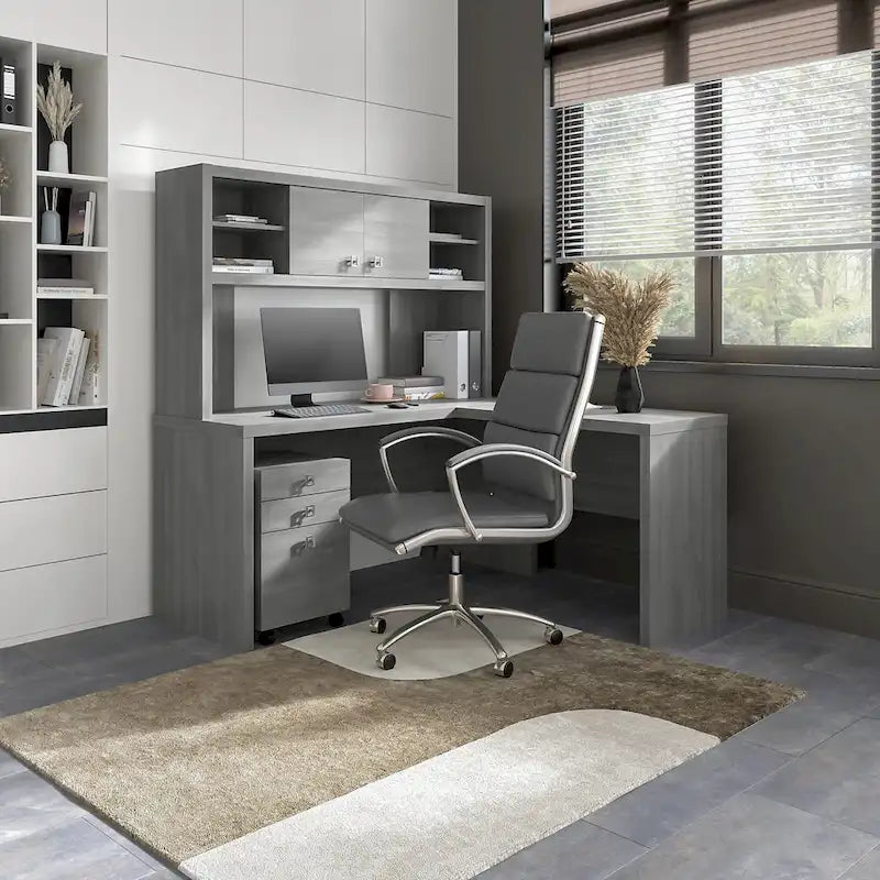 Bureau d’angle Echo en L avec surmeuble et tiroirs