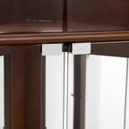 Corner Curio Cabinet, Cherry/Walnut, 4-Door Glass Display Cabinet