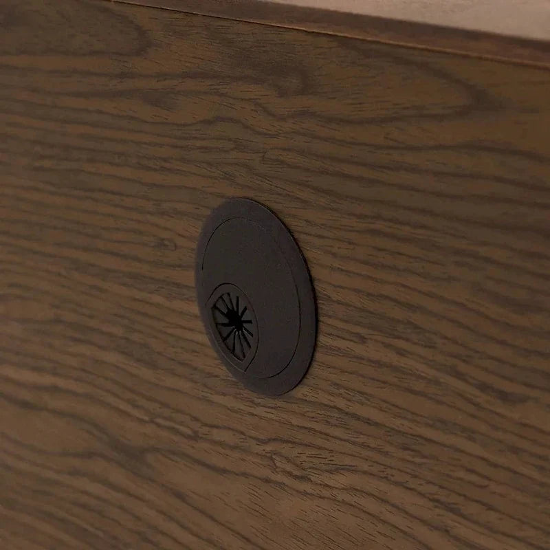 Meuble TV minimaliste avec tiroirs, console multimédia en bois massif avec placards, porte basculante, placage noyer, entièrement assemblée