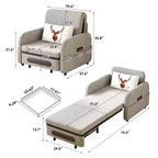 Poltrona letto trasformabile 3-in-1 Gaoyangjiaju con cassetto contenitore - divano letto estraibile con tasca laterale e cuscino - grigio