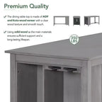 Set da pranzo in stile rustico composto da 5 pezzi, altezza bancone, con sedie per 4 persone, tavolo rettangolare in legno con ripiani contenitori e scomparto portabottiglie