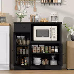 Meuble de cuisine pour micro-ondes avec rangement, 3 portes, 1 tiroir et étagères réglables, meuble de rangement garde-manger