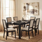 Set da pranzo moderno - tavolo da 80 + 6 sedie imbottite, struttura in legno massello, portata del tavolo di 400 lb, facile da montare