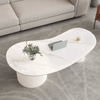 Table basse ovale blanche standard minimaliste avec 2 tiroirs