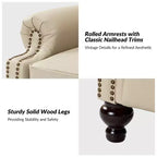 Set di 2 poltrone reclinabili moderne Elisabete con schienale ad ali in vera pelle e borchie decorative vintage per soggiorno e camera da letto| ART OF LIVING DESIGNS