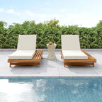 Set di 2 chaise longue da esterno in acacia Christopher Knight Home Michael