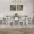 Ensemble de table à manger extensible de style champêtre pour 6 personnes, table rectangulaire et 6 chaises rembourrées