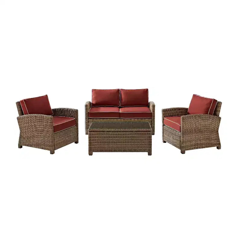 Bradenton 4-delige loungeset van wicker voor buiten - Crosley