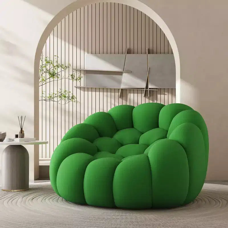 Divano da pavimento a bolle da 47 pollici con design curvo, poltrona a sacco 3D per soggiorno, verde