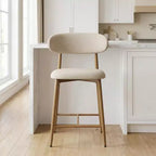 Tabouret de bar à hauteur de comptoir avec assise rembourrée et pieds en métal, chaise moderne de 26,3 pouces pour îlot de cuisine