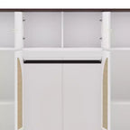 70.87Tall 8-Door Large Capacity Armoire Wardrobe Closet with Hanging Rod, Adjustable Shelves and Rattan Decorative Doors