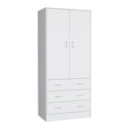 Armoire moderne à deux portes avec 3 tiroirs et 1 tringle pour chambre