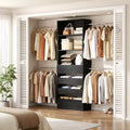 Système d’organisation de dressing en bois Besiost de 4 à 9 pieds avec 4 tiroirs, 4 tringles et des colonnes d’étagères