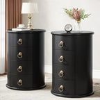 Odkládací stolek z masivního dřeva bez nutnosti montáže, vintage kulatý stolek se zásuvkami