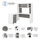 Bureau d’angle Echo en L avec surmeuble et tiroirs