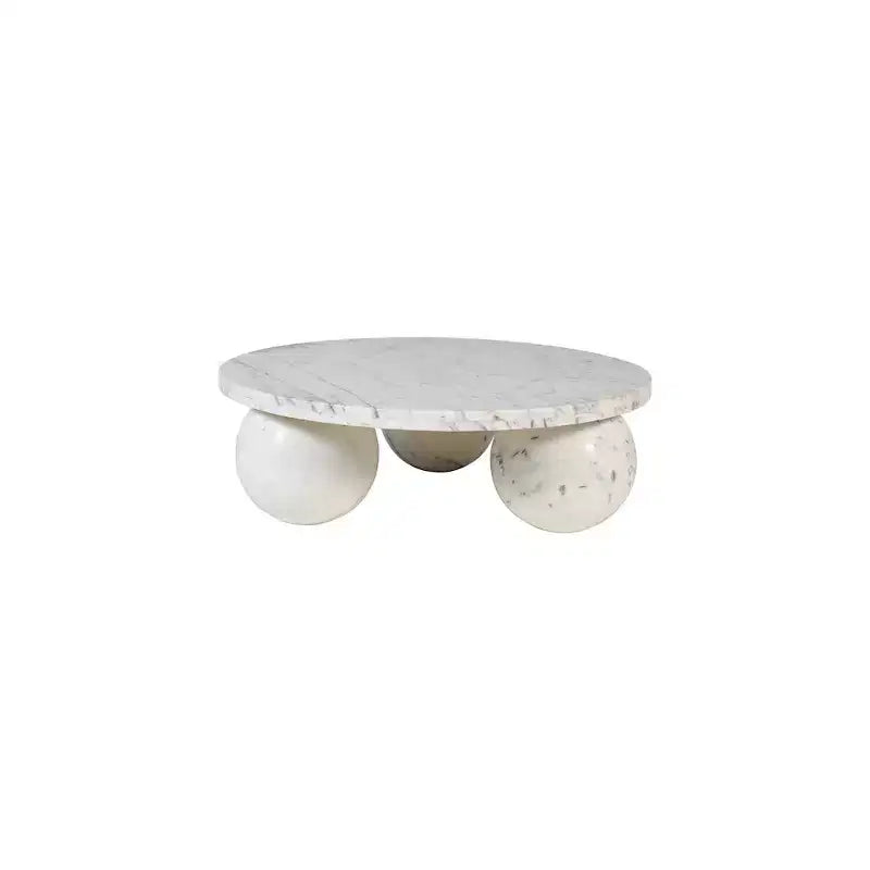 Table basse ronde en marbre avec pieds sphériques, multicolore, 4 places ??