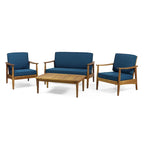 Ensemble de salon extérieur Willowbrook en bois d’acacia pour 4 personnes, par Christopher Knight Home