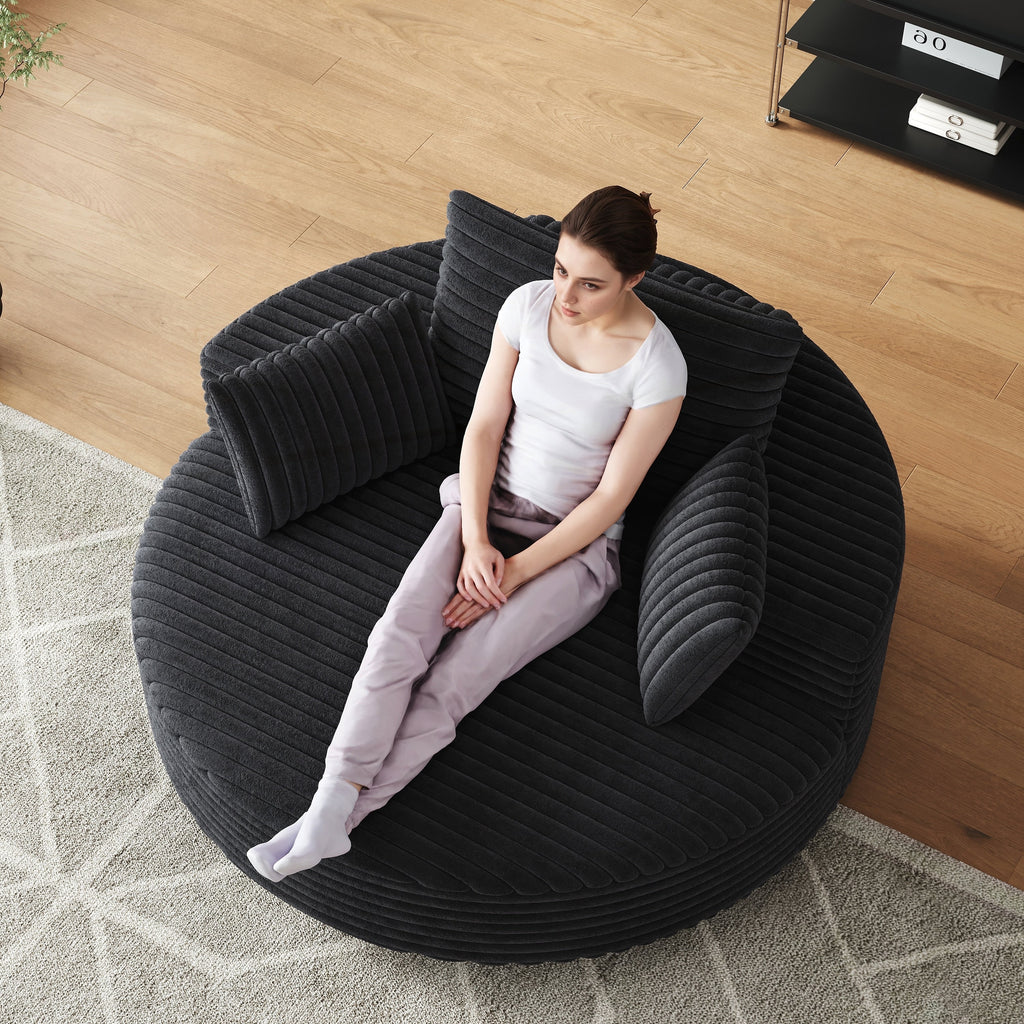 Fauteuil pivotant individuel en mousse et chenille côtelée