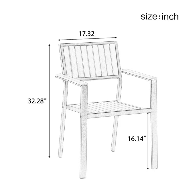 Set da pranzo da esterno estensibile da 7 pezzi con tavolo estensibile e 6 sedie con braccioli