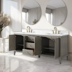 Meuble-lavabo Vanity Art 72 à double vasque avec plateau en marbre reconstitué