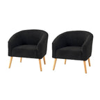 Fauteuil bouclé moderne Sheila de 30 W avec pieds en bois massif, lot de 2, par HULALA HOME