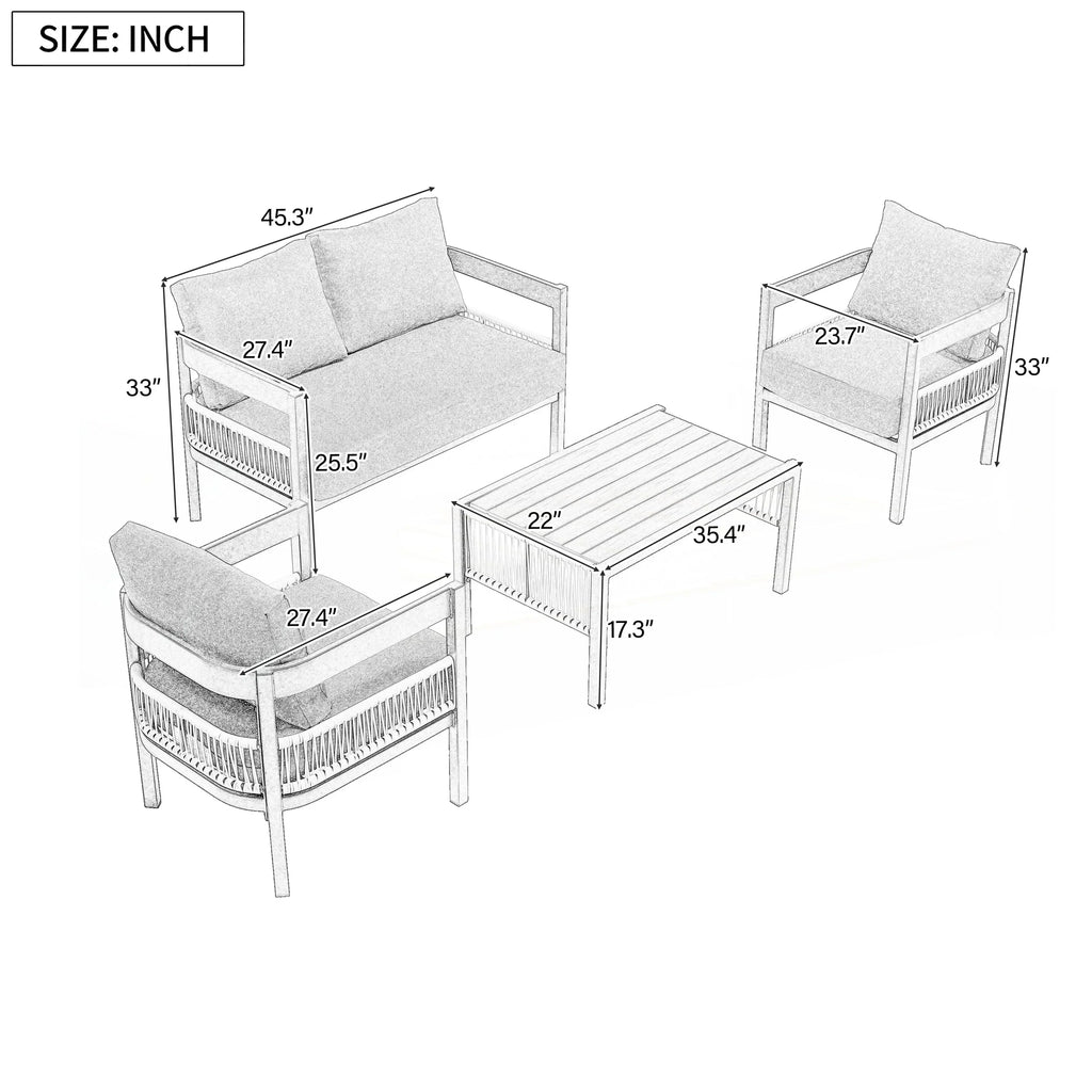 Set di divani da esterno composto da 4 pezzi