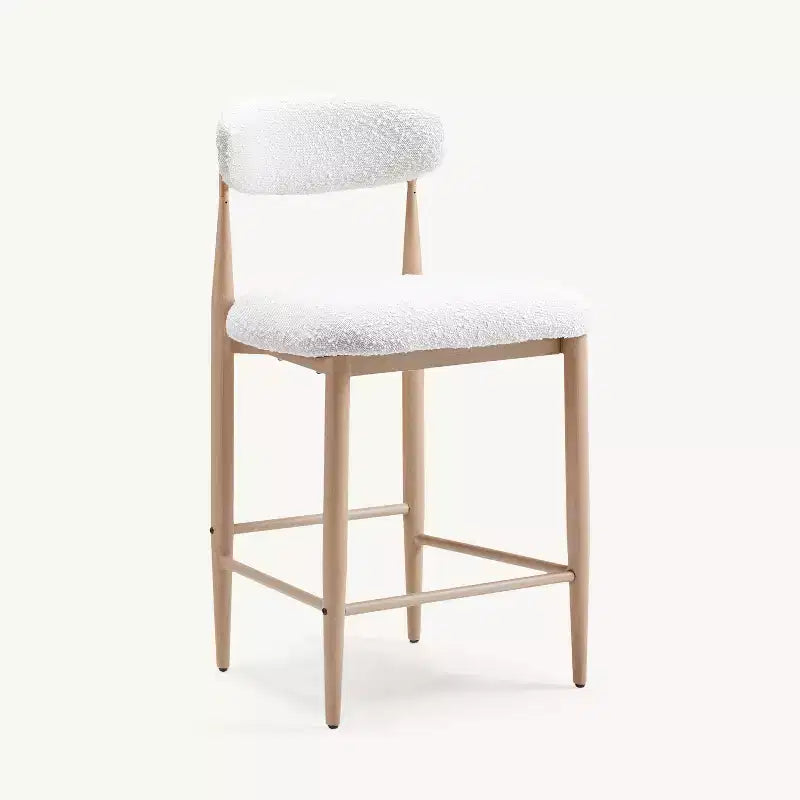 Ensemble de 4 tabourets de bar sans accoudoirs en bouclé, pieds en métal effet bois pour cuisine, salon, restaurant ou café – Morden Fort