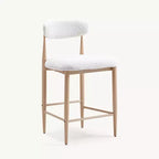 Ensemble de 4 tabourets de bar sans accoudoirs en bouclé, pieds en métal effet bois pour cuisine, salon, restaurant ou café – Morden Fort