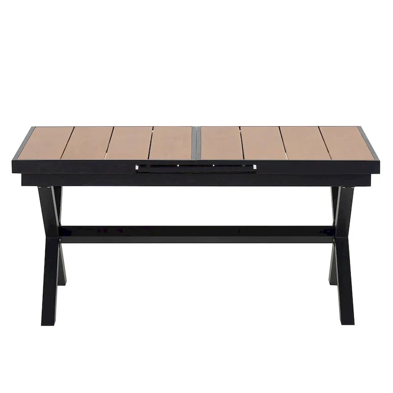 Set da pranzo da esterno estensibile da 7 pezzi con tavolo estensibile e 6 sedie con braccioli