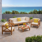 Salon de jardin 6 pièces en bois d’acacia Brava de Christopher Knight Home