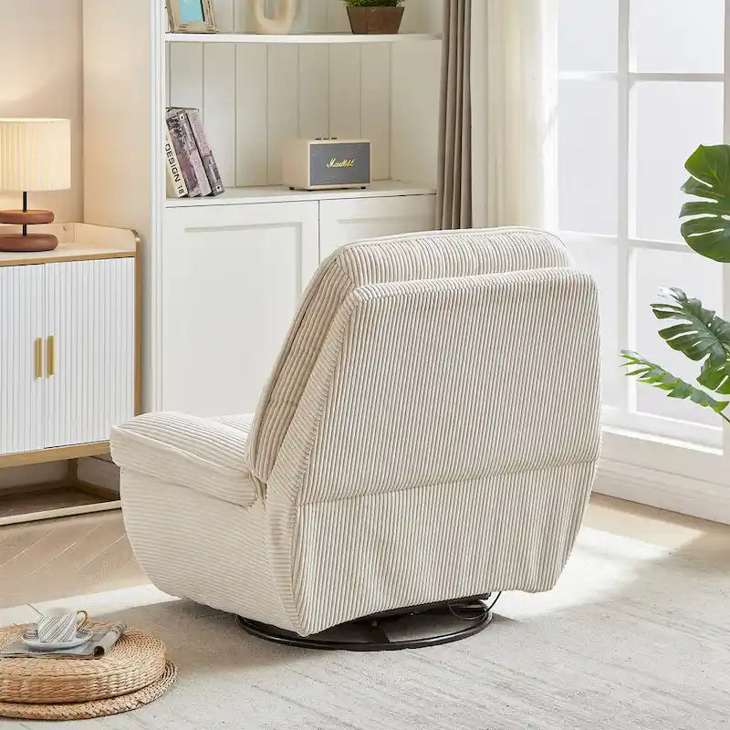Drehbarer Cord-Sessel mit Gleitfunktion und Liegefunktion, Fußstütze für das Wohnzimmer