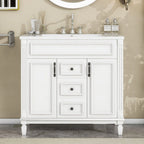 Meuble-lavabo moderne de salle de bains de 36 po avec vasque sur plan, armoire à miroir, 2 portes et 2 tiroirs