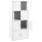 Bibliothèque-armoire de rangement polyvalente fermée Hodedah HID44, robuste, à 8 portes, à poser au sol, pour la maison et le bureau, finition bois de hêtre