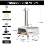 Four à pizza extérieur multicombustible, appareil à pizza cuite sur pierre avec brûleur à gaz et compartiment à bois – 12 pouces