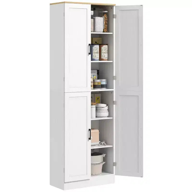 Dispensa da cucina indipendente HOMCOM 67, mobile contenitore a 4 ante con ripiani e ante regolabili