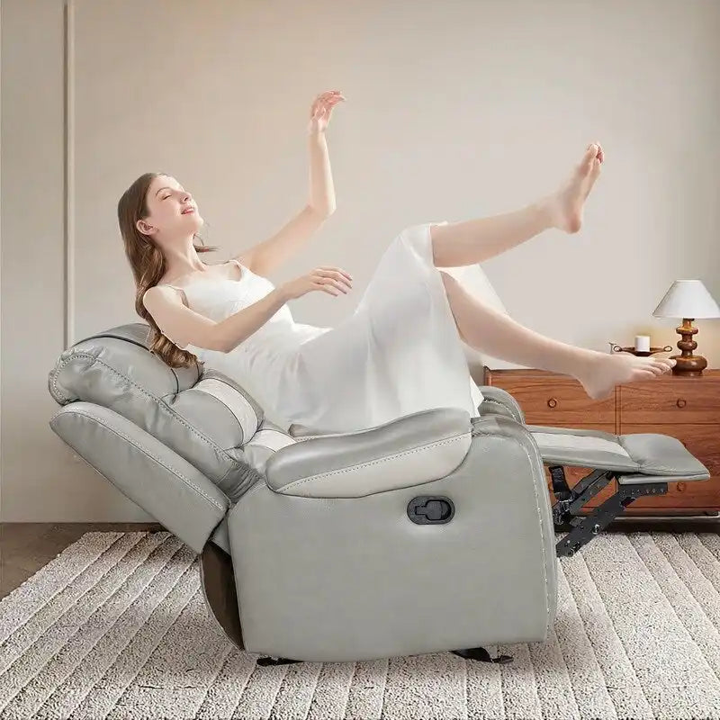 Poltrona reclinabile di grandi dimensioni in finta pelle, design americano, per il soggiorno