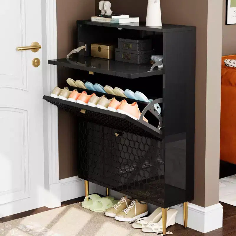 Meuble de rangement à chaussures CLIHOME pour entrée, 24 paires, avec tiroirs basculants, étagère et placard