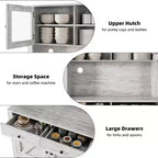 Dispensa da cucina con supporto per microonde, credenza a giorno con buffet e ripiani regolabili, per cucina e sala da pranzo