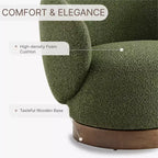 Fauteuil tonneau pivotant rembourré d’appoint Spruce&Spring avec base en bois