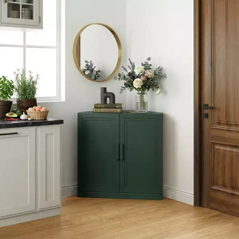 Meuble d’angle Dovelina avec étagères réglables, buffet, meuble à vin et meuble de cuisine et de salle à manger avec portes en bois - 31 po H x 31 po L, 36 po H x 31 po L