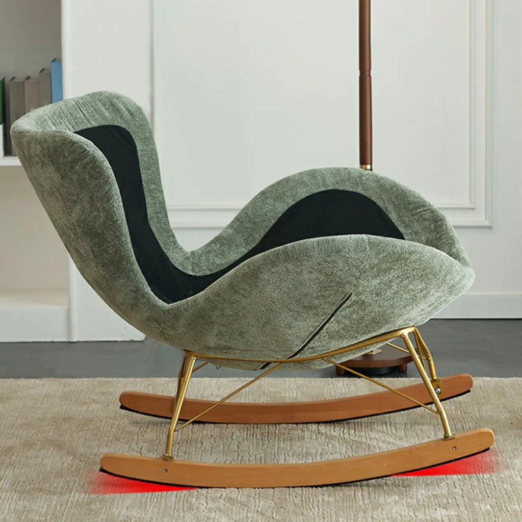 Sedia a dondolo moderna ed ergonomica rivestita in velluto per cameretta