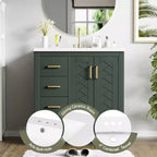 Meuble-lavabo de salle de bains simple de 30 pouces avec meuble et 3 tiroirs ??Noir / Bleu / Vert / Indigo / Blanc