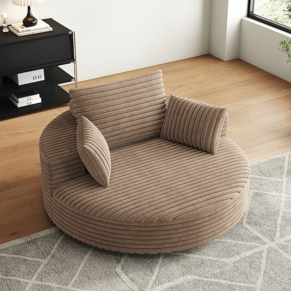 Fauteuil pivotant individuel en mousse et chenille côtelée