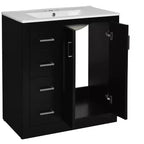 Meuble-lavabo de salle de bains simple de 30 pouces avec meuble et 3 tiroirs ??Noir / Bleu / Vert / Indigo / Blanc
