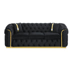 Canapé 3 places en velours de 90,6 avec 2 coussins, coussins haute densité, accents dorés et oreillers