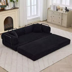 Canapé-lit convertible 4-en-1, matelas de sol pliant en velours côtelé sans cadre de 79 pouces avec oreiller, causeuse sans assemblage pour petit appartement