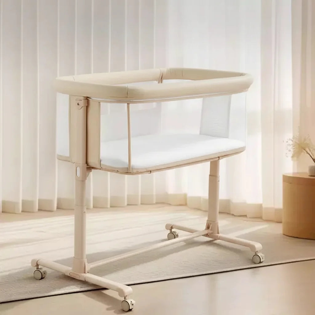 Baby Bassinet with Wheels ??Beige / Gray / Pink, Bedside Sleeper, for 1 Baby