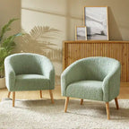 Fauteuil bouclé moderne Sheila de 30 W avec pieds en bois massif, lot de 2, par HULALA HOME