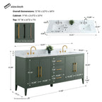 Meuble-lavabo Vanity Art 72 à double vasque avec plateau en marbre reconstitué